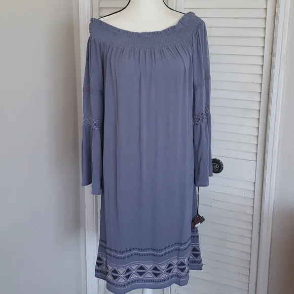 knox rose blue dress Knox Rose Navy Blue Flutter Short Sleeves Tiered Midi Dress, Size XL